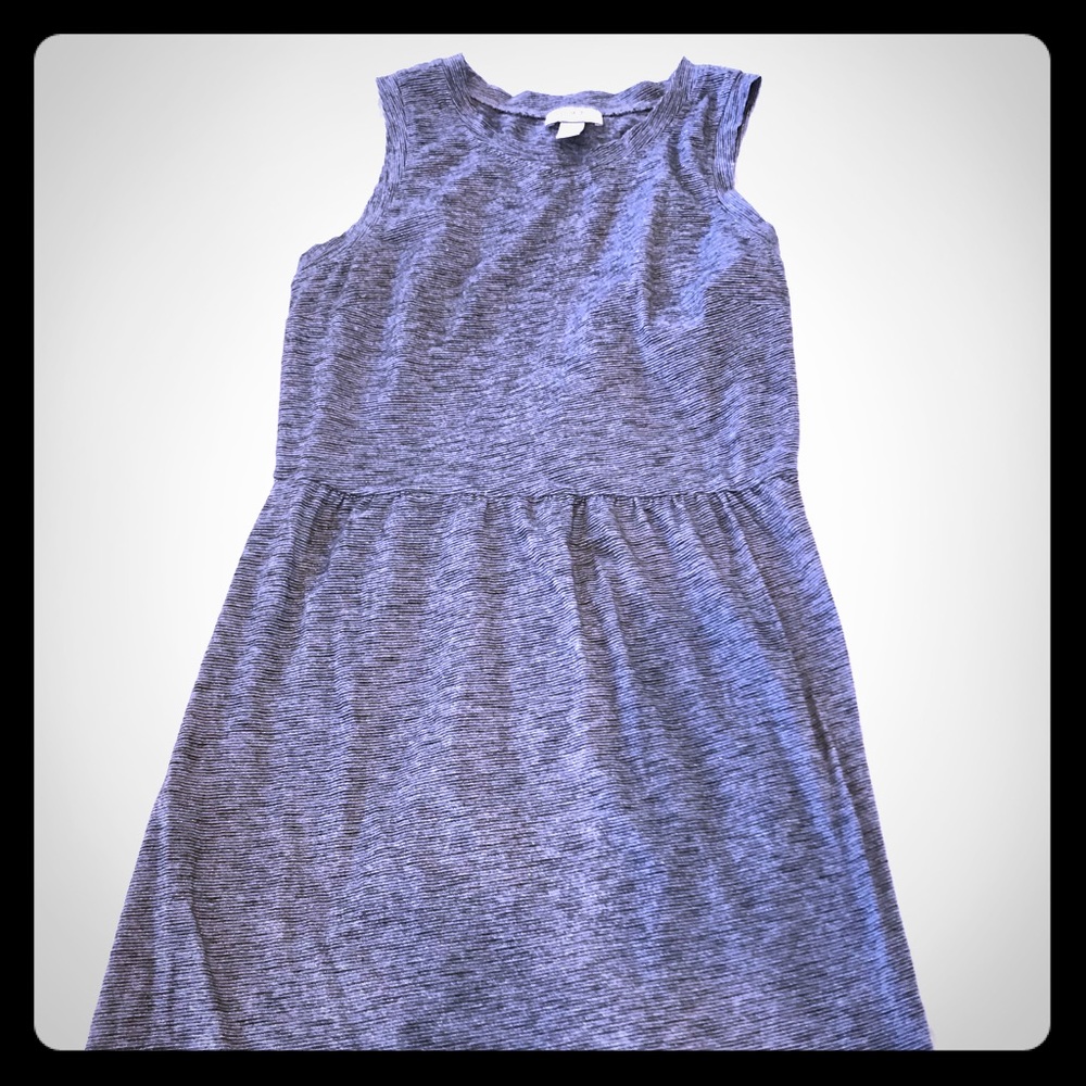 Sleeveless Black, Gray, Silver Stripe LOFT Dress M